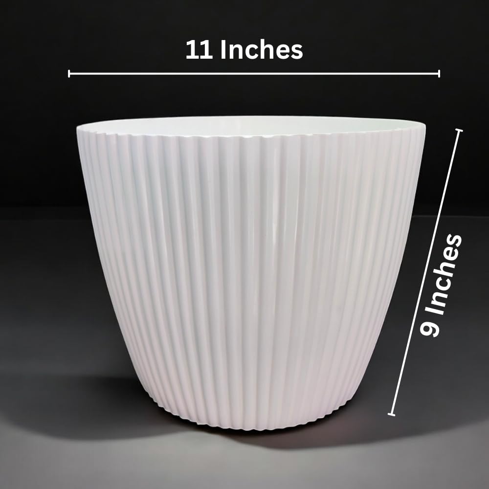 Indoor and Outdoor Pot | Color : White | Pack of 2 (11 Inches)